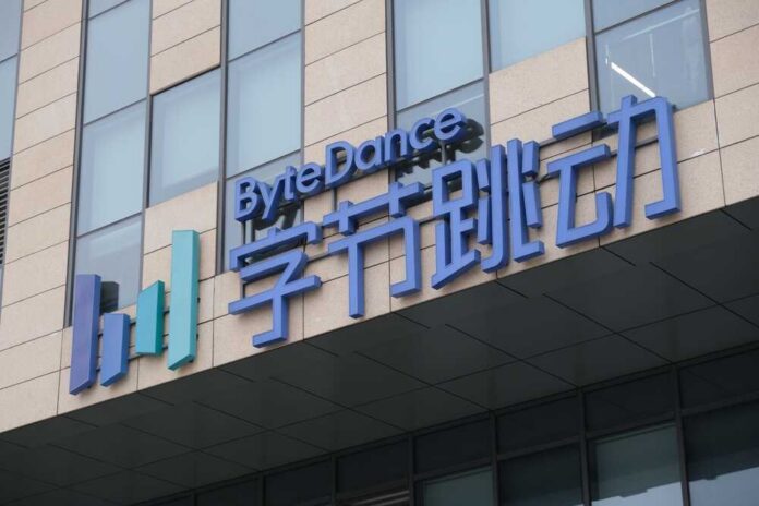Signage of ByteDance on a modern building