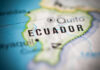 Close-up of a map highlighting Ecuador