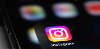 Instagram app icon on smartphone screen display