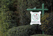 Sign indicating members only at Augusta National Golf Club