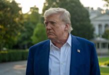 TRUMP Under Fire: War Morality Questioned A political figure with a serious expression standing outdoors near the White House