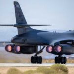 New K3 Tank: America’s Next Big Threat? B-1 bomber aircraft preparing for takeoff with visible jet engines