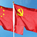 Secret CCP Operation: Mayor’s Shocking Guilty Plea Chinese flag and Soviet flag against blue sky.