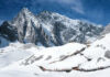 Deadly Snowpack Nearly Traps Father and Toddler! Snowy mountain landscape with wooden walking paths tourists