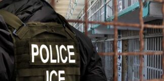 Police officer in tactical gear standing in a detention center