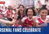 Thousands of Arsenal fans line the streets of North London for Premier League trophy parade