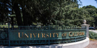 Sign for the University of California at the campus entrance