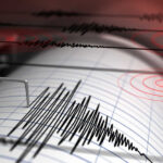 Close-up of a seismograph recording seismic waves