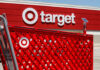 Red shopping cart in front of Target store