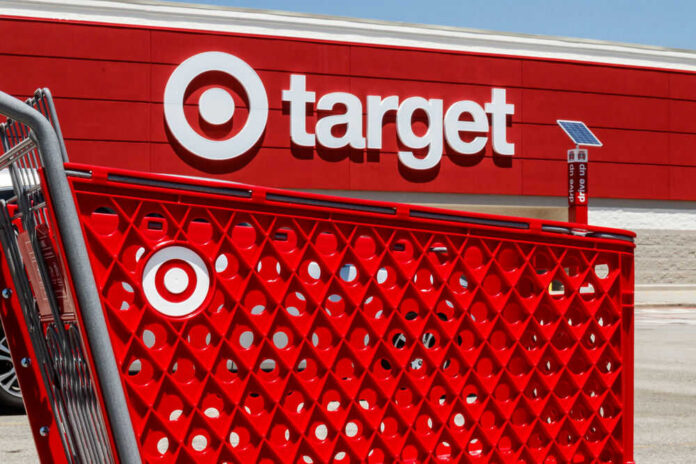 target-store_283823552 Red shopping cart in front of Target store