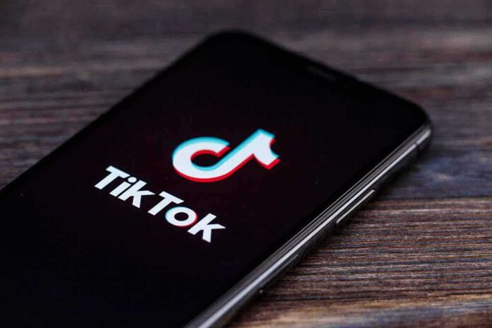 shutterstock_1451827259 smartphone displaying the TikTok app logo on screen