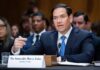 Administration Review Delays Bigger Europe Cuts A government official speaking during a Senate hearing