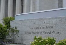 Smithsonian Institution museum exterior with engraved stone sign