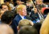 Election Night: War Switch Flipped? Donald Trump speaks to reporters in a crowded media scrum