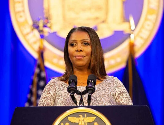 Woman speaking at podium with microphones