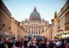 Four Days Post-Op – Back On The Balcony St. Peter's Basilica viewed from a busy street with crowds