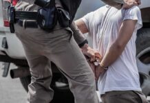 Immigration Stop ERUPTS – Hammer Swings Fly police officer handcuffing a person beside a vehicle